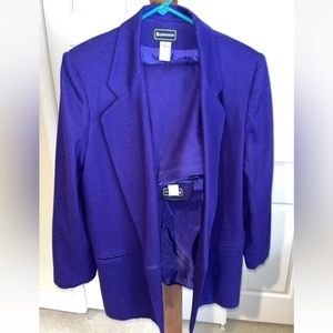 Vintage Requirements 2PC Purple Wool Blend Skirt Suit Women’s Size 14/12